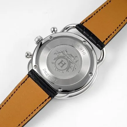 top-tier Hermès men's black dial black belt quartzleather strap watch front view