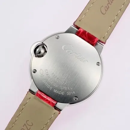 top-tier replicaCartier women's red plate with blue balloon leather strap watch back cover picture