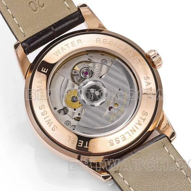 AD factory Longines classic replicatop-tier 1:1high-quality replicaguilloché dialrose goldleather strap model front live photo