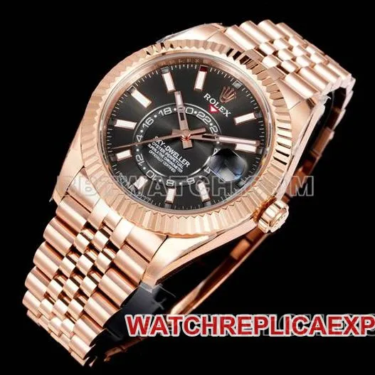 top-tier watch AR+ factory Rolex Navigator black dial mechanical rose gold steel braceletfront live photo