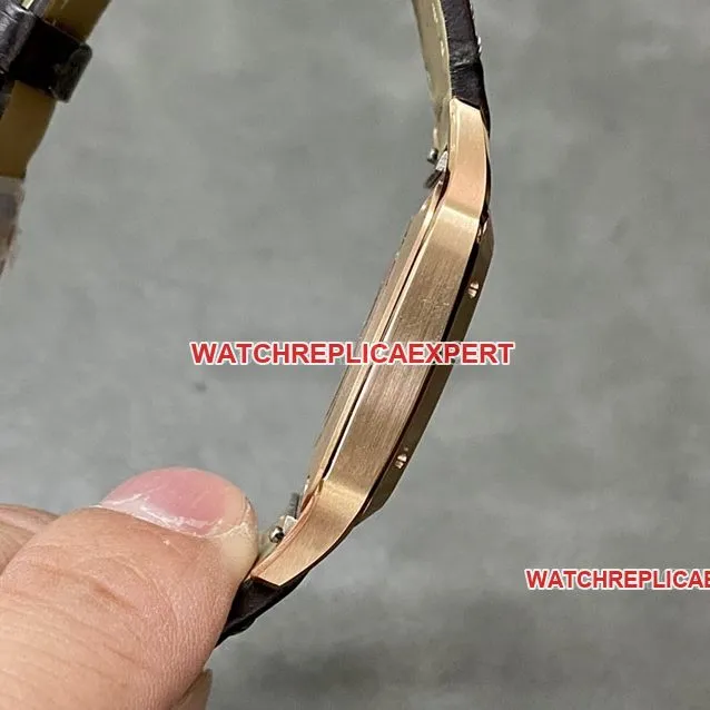 F1 factory Cartier Santos top-tier 1:1high-quality replicasilver dialrose gold medium size WGSA0021front live photo