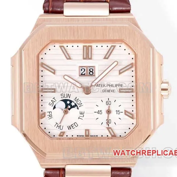 3K FactoryPatek PhilippeCUBITUSsuper clonewhite dialrose gold5822front live photo
