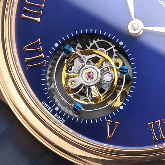 Top-tier watch Blancpain men's blue dial Art Master series leather strap watch front view