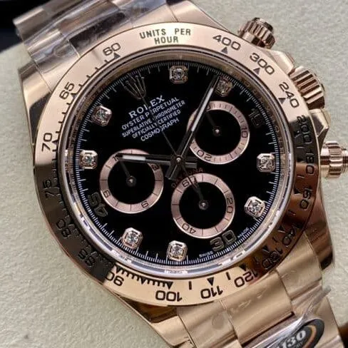 top-tier replicaBTRolex full rose goldDaytona4130 men's watch front view