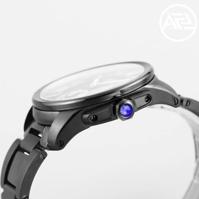 Cartiertop-tier watch men's automatic movement Kalibo series black dialsteel bracelet watch detail shots front view