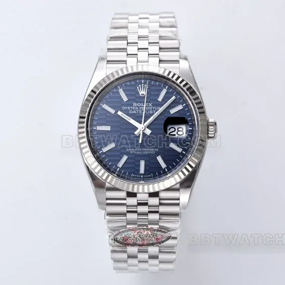 Factory C Rolex log top-tier 1:1super clone36mmblue dial pit pattern m126234-0049front live photo