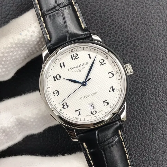 KL Factory Top Longines Master Collection L2.628.4.78.6 Men's White Dial Black Strap Automatic Mechanical Watch Front View
