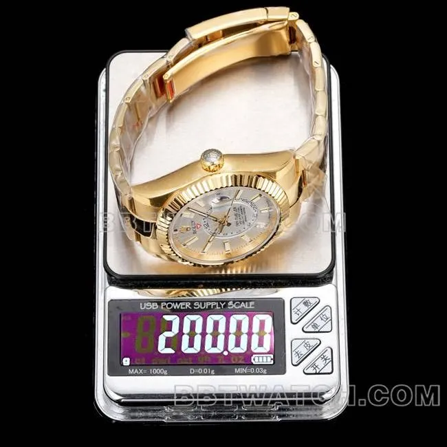 AR+ factory watch pilot rolexwhite dial mechanical yellow gold steel braceletfront live photo