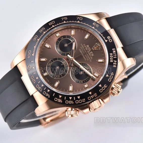 Factory C Rolex Daytona1:1super brown plate rose rubber model M116515LN-0041front live photo