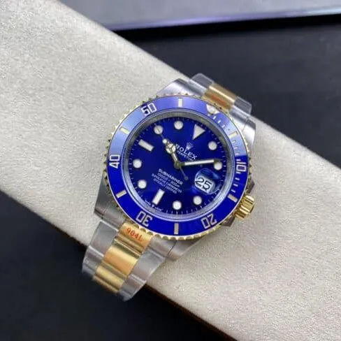 VS Factorytop-tier replicaRolex gold and blue Submariner 41mm new shell type genuine open mold men's mechanical watch front view