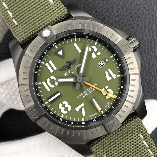 Breitlingtop-tier watch men's green dial nylon strap automatic movement watch front view