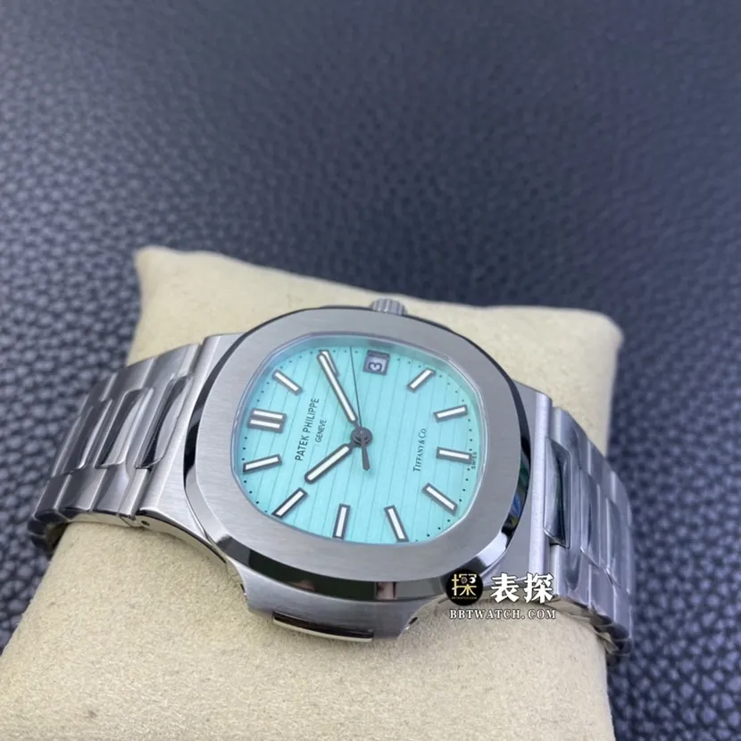 3K FactoryPatek Philippe sporty and elegant Tiffany Nautilus watch men's Tiffany blue dialsteel bracelet picture and price front live photo