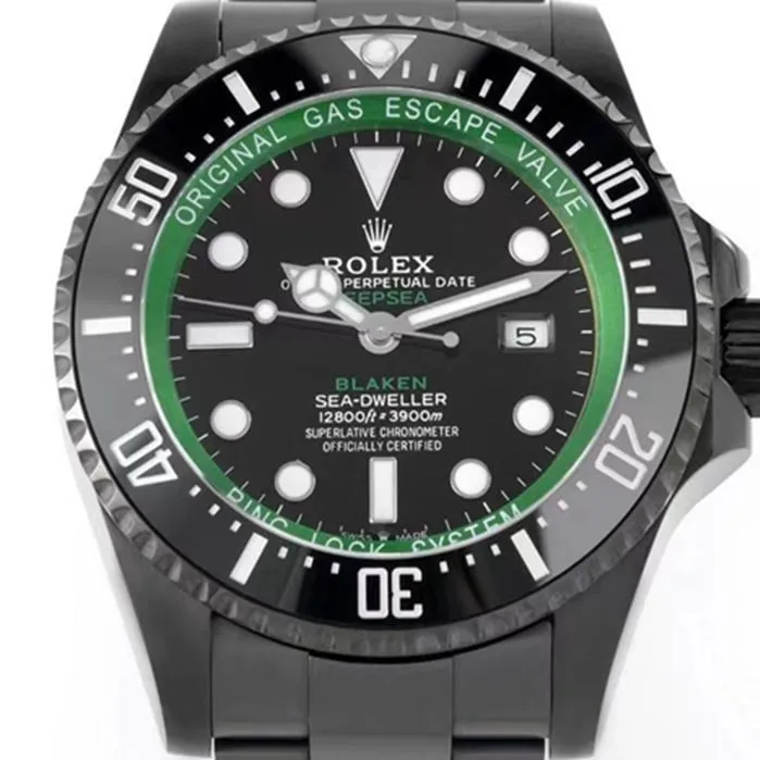 top-tier watch Rolex men's black dialsteel bracelet watch front view