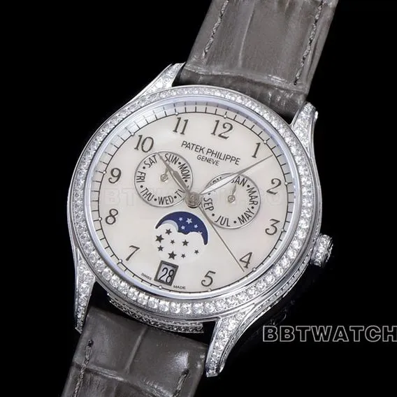 ZP factory Patek Philippe complex function timepiece top-tier 1:1high-quality light gray leather strap model 4948G-010front live photo