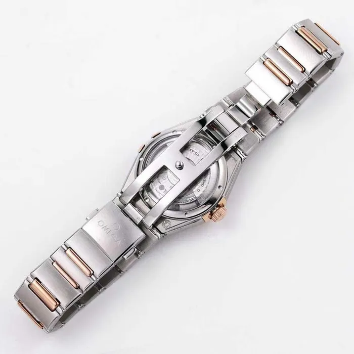 top-tier watch Omega women's blue dial constellation series steel bracelet watch front view