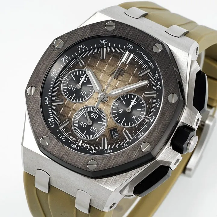 APF offshore Audemars Piguet1:1replica watch light brown dial rubber model 26420SO.OO.A600CA.01 front view