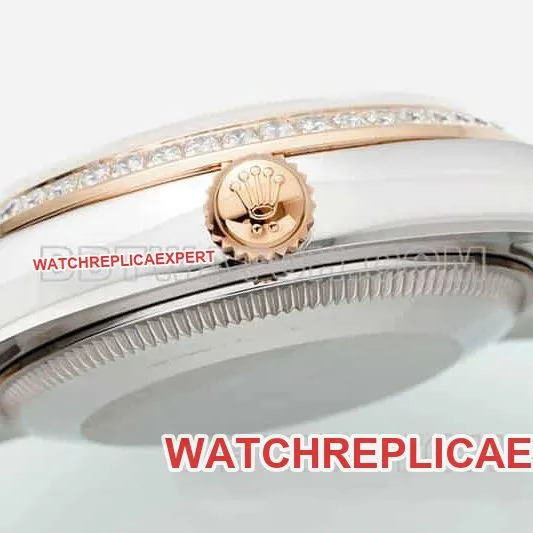 ARF FactoryRolex log top-tier 1:1super dark gray plate diamond bezel31mm gold three-lattice chain link278381front live photo