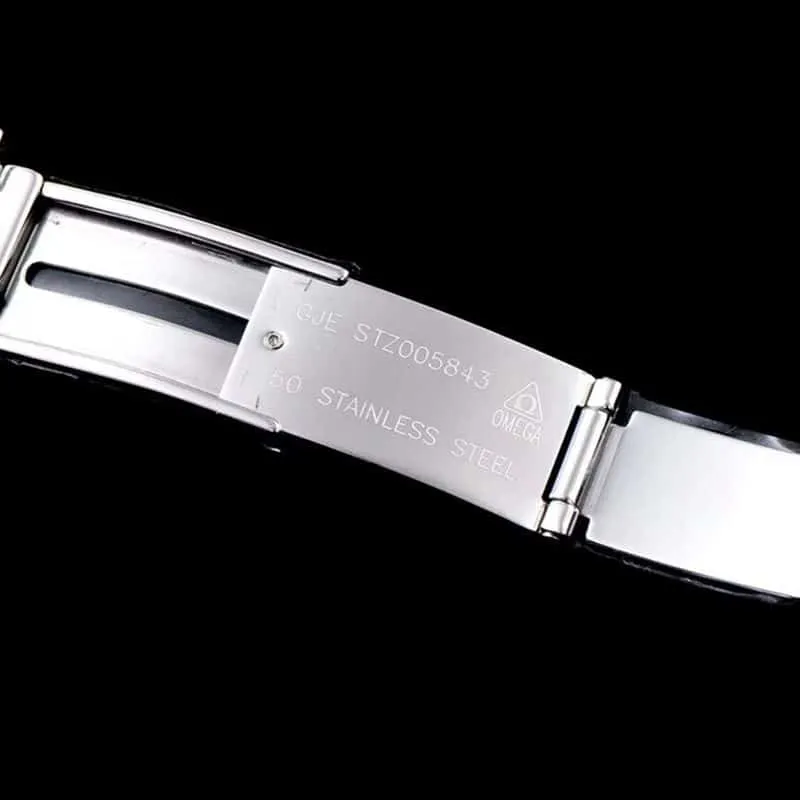 super cloneOmegatop-tier watch De Ville series men's mechanical ultra-thin watch white steel blue face front view