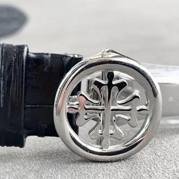 Patek Philippetop-tier watch complex function chronograph series men's white dial fully automatic movementleather strap front view