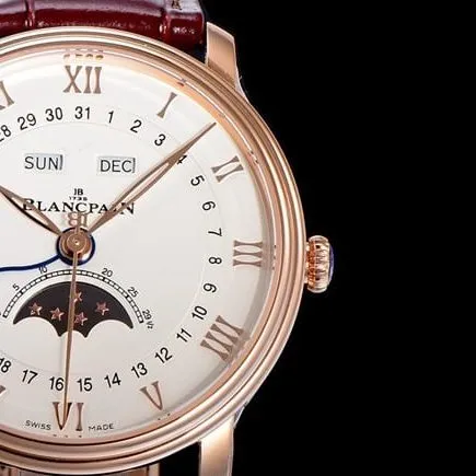OM Factorytop-tier watch Blancpain men's white dial brown belt villeret classic 6654leather strap watch clasp picture