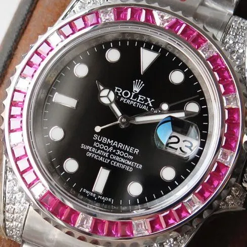 Rolextop-tier 1:1high-quality replicaGMT-Master II rear diamond customized version luxury sparkling classic trend front view