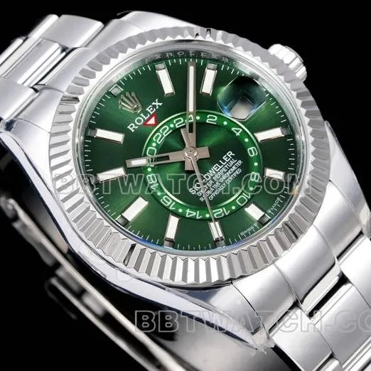 collectible watch AR+ factory pilot rolexgreen dial mechanical steel braceletfront live photo