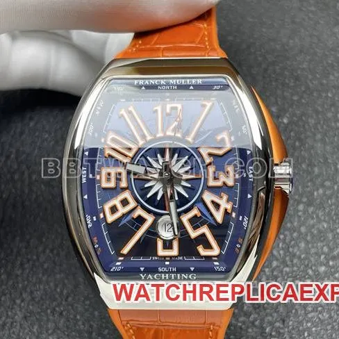 collectible watch V45 Franck Muller ABF factory blue dial orange leather braceletfront live photo