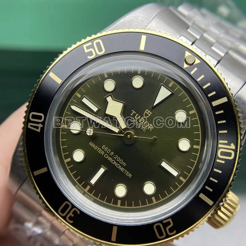 Tudortop-tier watch DIF factory Biwan 41mm green dial mechanical steel bracelet model front live photo