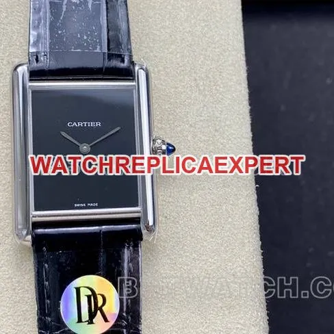 1:1replica watch DR factory Cartier tank black dialquartz black braceletfront live photo