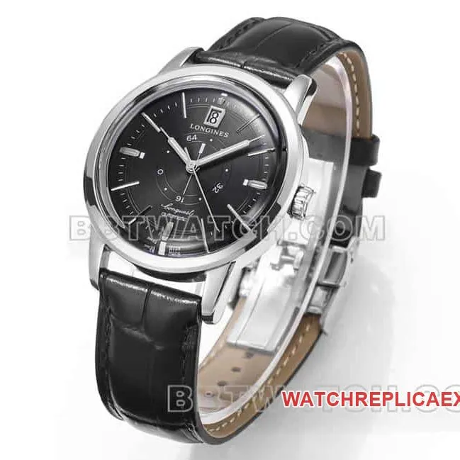 AD factory Longines classic replica1:1super cloneblack dialleather strap model L1.648.4.52.2front live photo