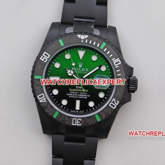 VS FactoryRolexSubmariner1:1top-tier gradient green dial carbon fiber steel bracelet front live photo