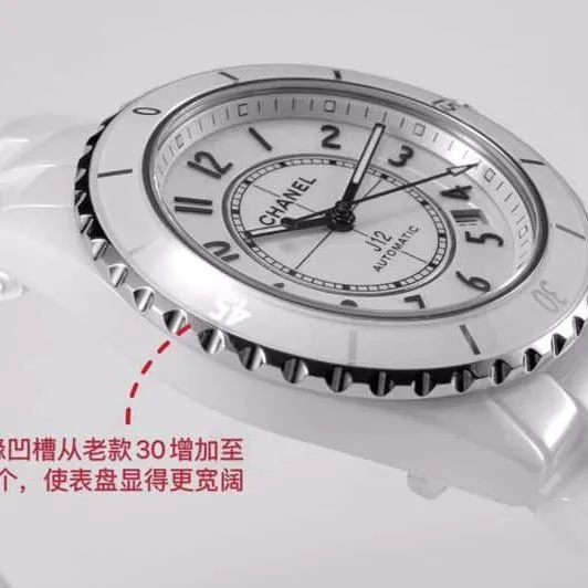Chaneltop-tiersuper watch J12 series ladies fully automatic movementwhite dial watch detail shots