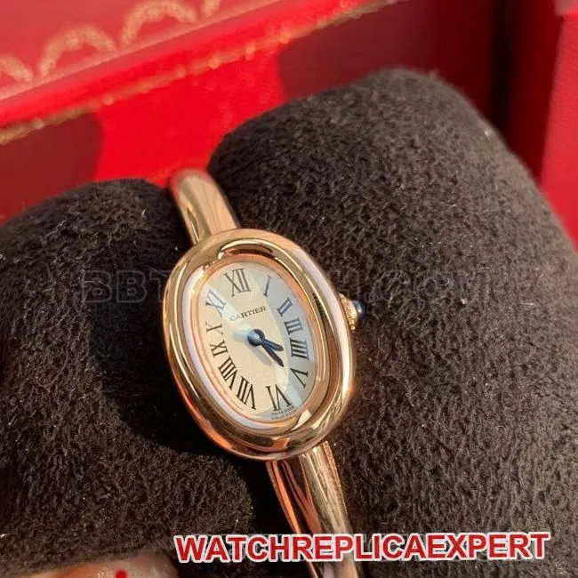 Watch BBA Factory Bathtub Cartier Silver White Dial Gold Bezel Quartz Front Real Shot Picture