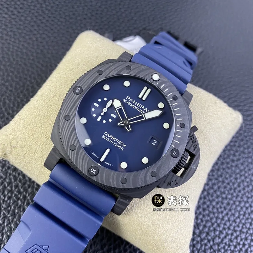 SBF factory Panerai sneak PAM012321:1super watch men's dark blue dial rubber model picture and price front live photo