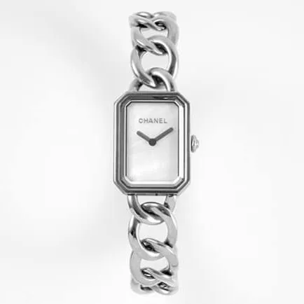 top-tier replicaChanel women's white dialsteel braceletquartz watch front view