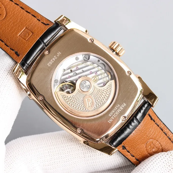 Top-tier watch Parmigiani Fleurier men's gold plate KALPA series fully automatic movementleather strap watch front view