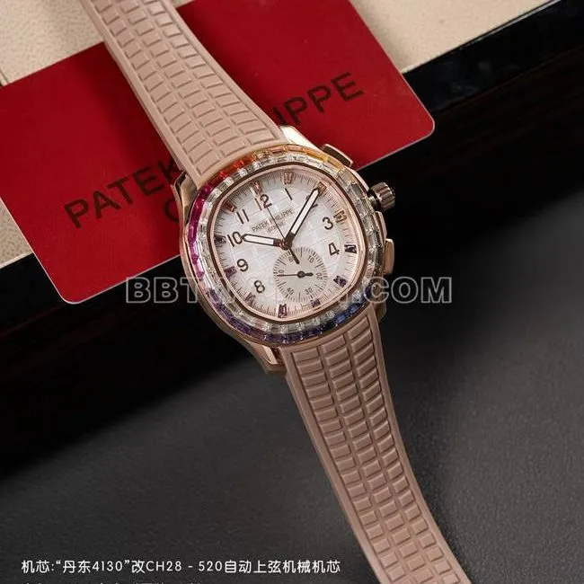 1:1replica watch PPM factory Patek PhilippeAquanaut mechanical light brown rubber braceletside live photo