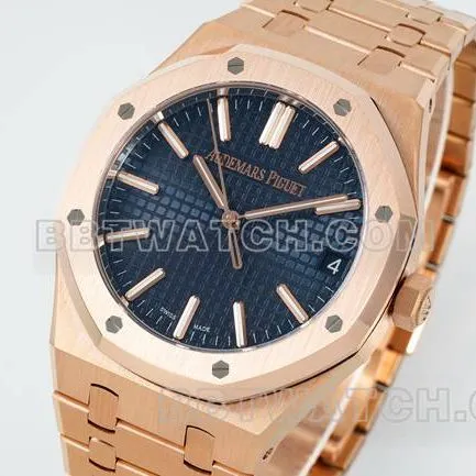 collectible watch DDF factory Audemars PiguetRoyal Oakblue dialrose gold4302 mechanical 15510front live photo