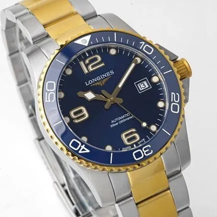 ZF FactoryLongines Concast stop-tier watch full automatic movement men's blue dial gold belt high-quality watch front view