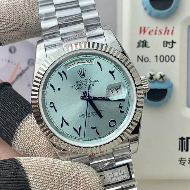 collectible watch QF factory Rolex Day-Date ice blue dial Middle East time scale 40mmfront live photo