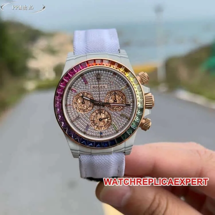 PPMRolexDaytona1:1super cloneRainbowDi116595front live photo