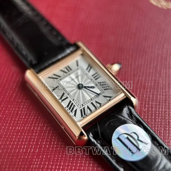 1:1replica watch DR factory tank Cartier silver gray plate rose gold shell quartz black braceletlive photos