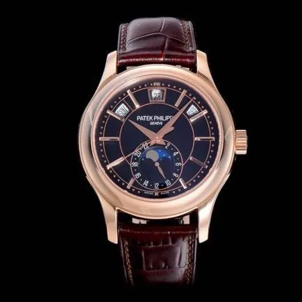 GR factory top-tier watch Patek Philippe5205G-013 rose gold plate blue bottom men's mechanical watch top-tier complex function series version detail shots
