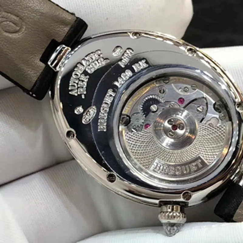 top-tier watch Breguet women's real diamond leather strap watch front view