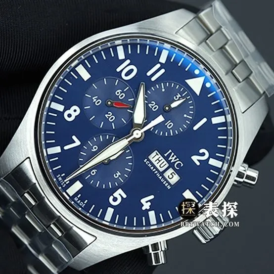 ZF factory Universal Pilot Chronograph IW377717 super A watches men's blue disk steel strap models pictures and prices back real picture