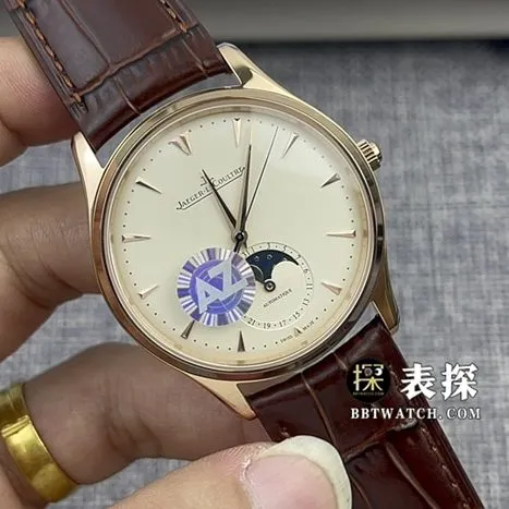 AZ factory Jaeger-LeCoultre master watch men's eggshell yellow disc leather strap model pictures and prices clasplive photos