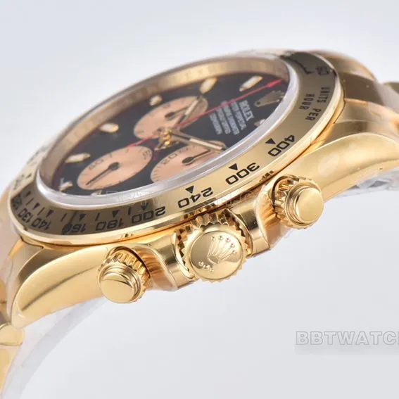 C factory RolexDaytona1:1super cloneblack dialyellow gold little devil steel bracelet model m116508-0009side live photo