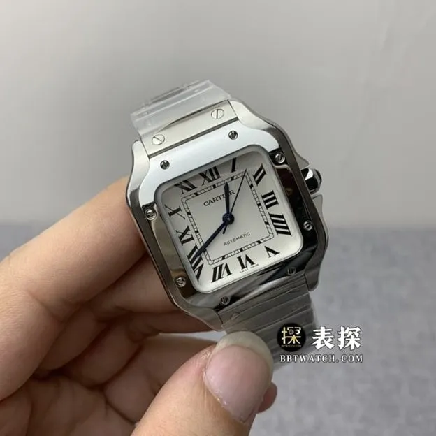 GF FactoryCartier Santos top-tier watch ladies silver white dialsteel bracelet model pictures and prices caseback live photo