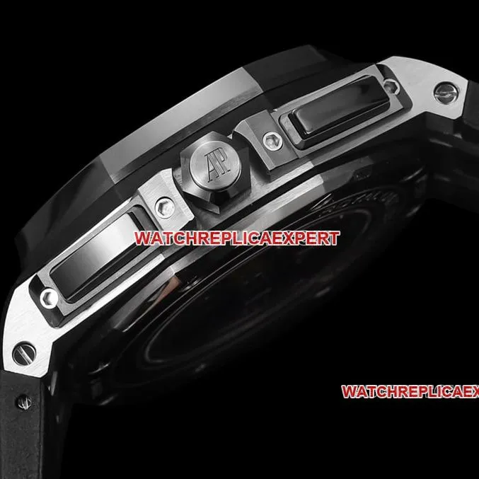 TW factory Audemars PiguetRoyal Oak offshore top-tier dark gray plate rubber model 26400front live photo