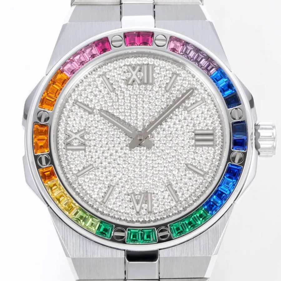Chopardtop-tier watch GH factory Xueshan Aoyi 41mm diamond plate color sapphire crystal circle steel bracelet model bracelet live photos